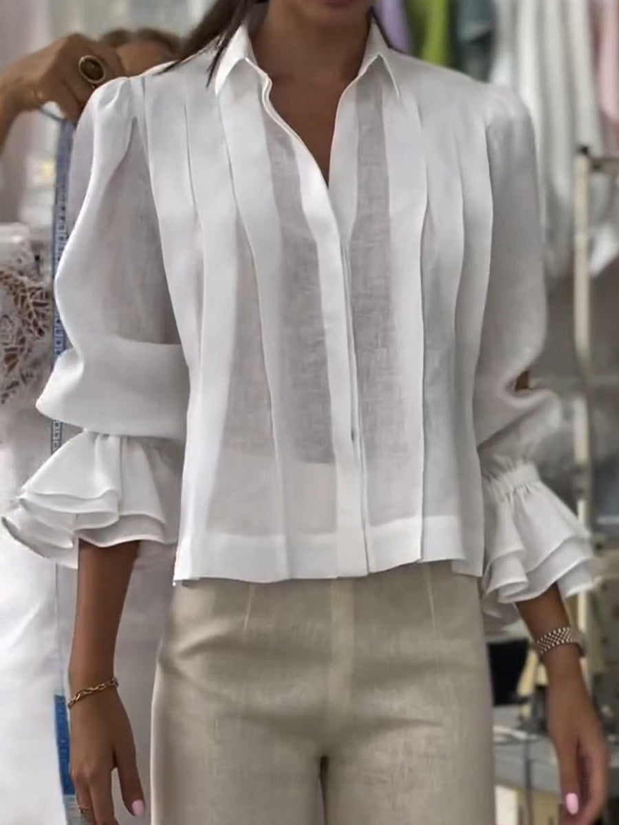 Verena – Linen Lapel Blouse