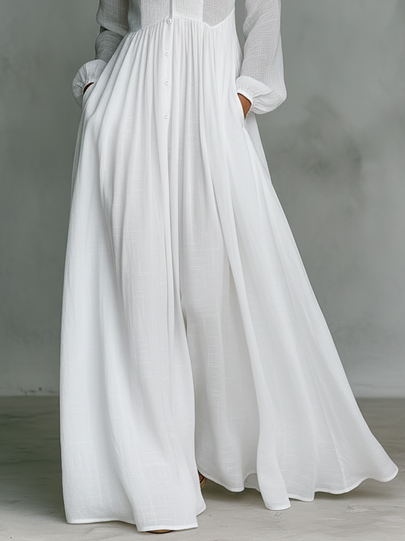 Serena™ | Flowy Maxi Dress with Front Buttons