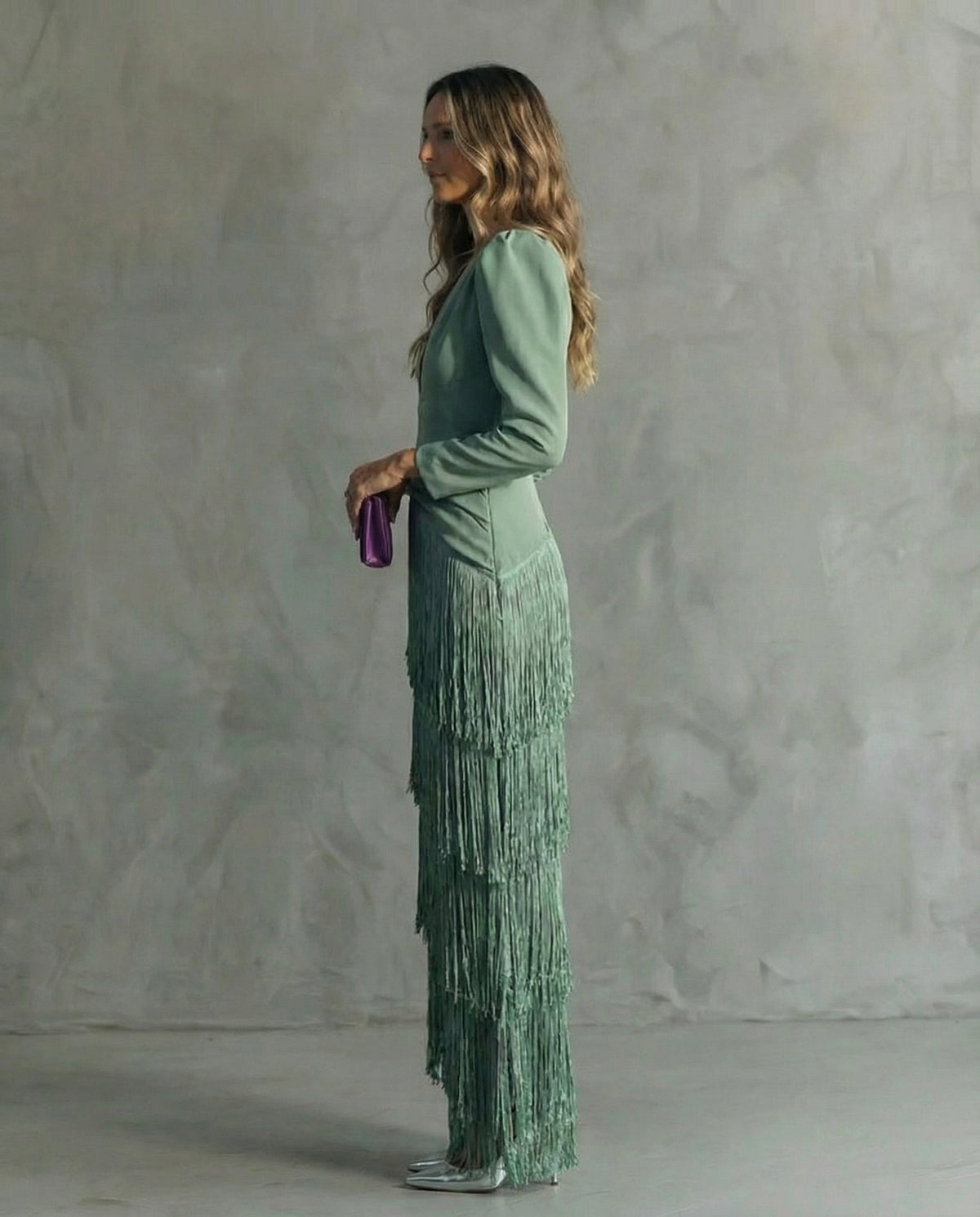 Clara™ | Robe midi élégante avec manches à franges