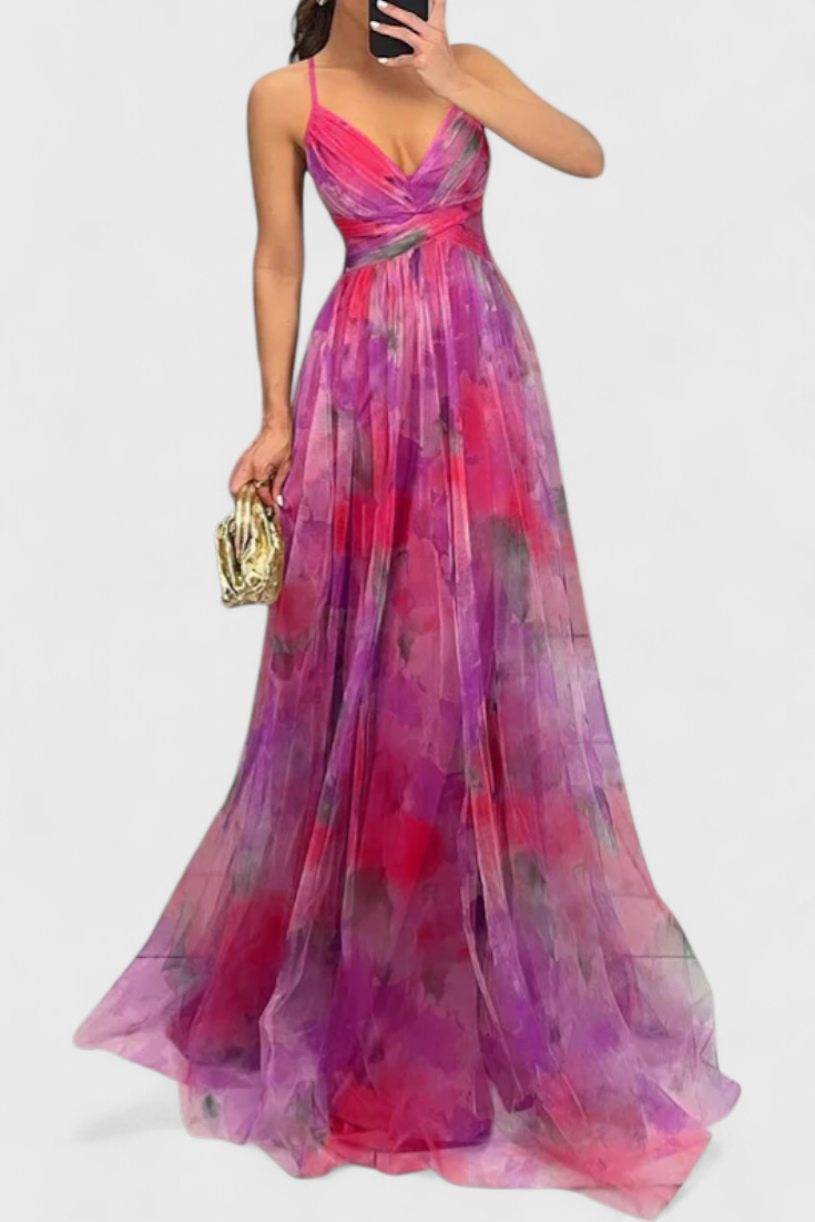 Ingrid Floral Maxi Dress with V-Neck