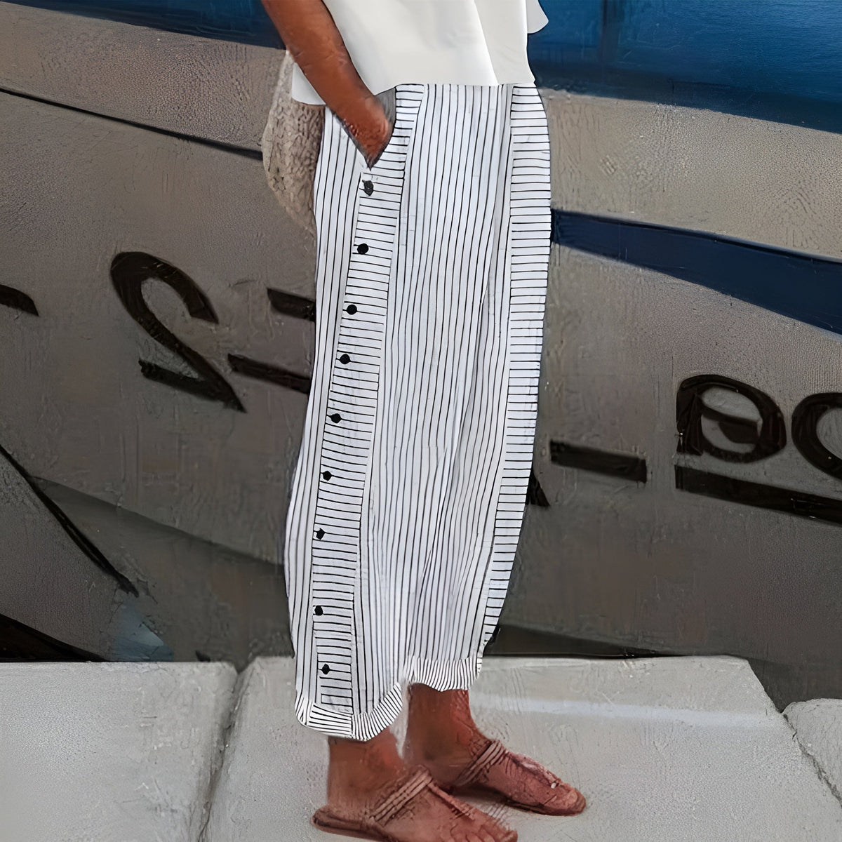 Dagny | Pantalons Rayés Stylés d'Été