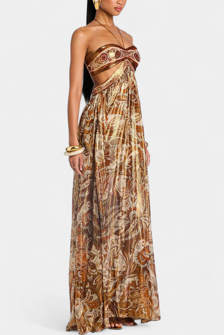 Robe Maxi Tasha à Dos Nu et Détails Découpés