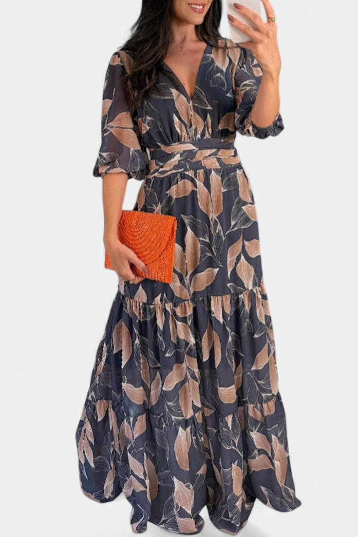 Aísha Long Dress with Floral Pattern and Flowing Cut