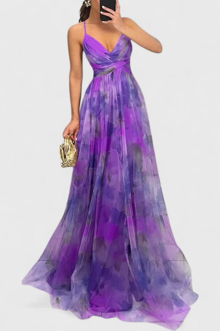 Ingrid Floral Maxi Dress with V-Neck