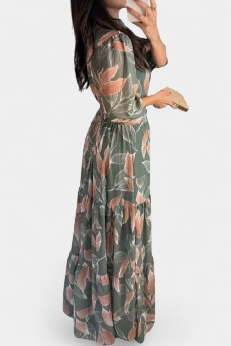 Aísha Long Dress with Floral Pattern and Flowing Cut