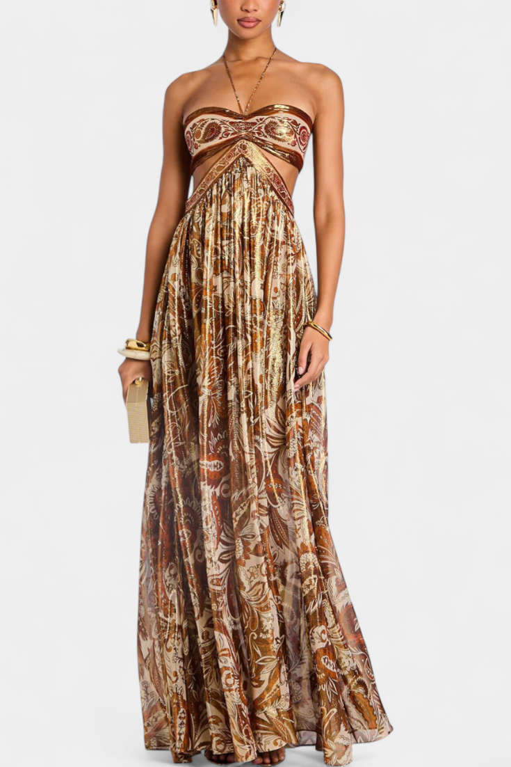 Robe Maxi Tasha à Dos Nu et Détails Découpés