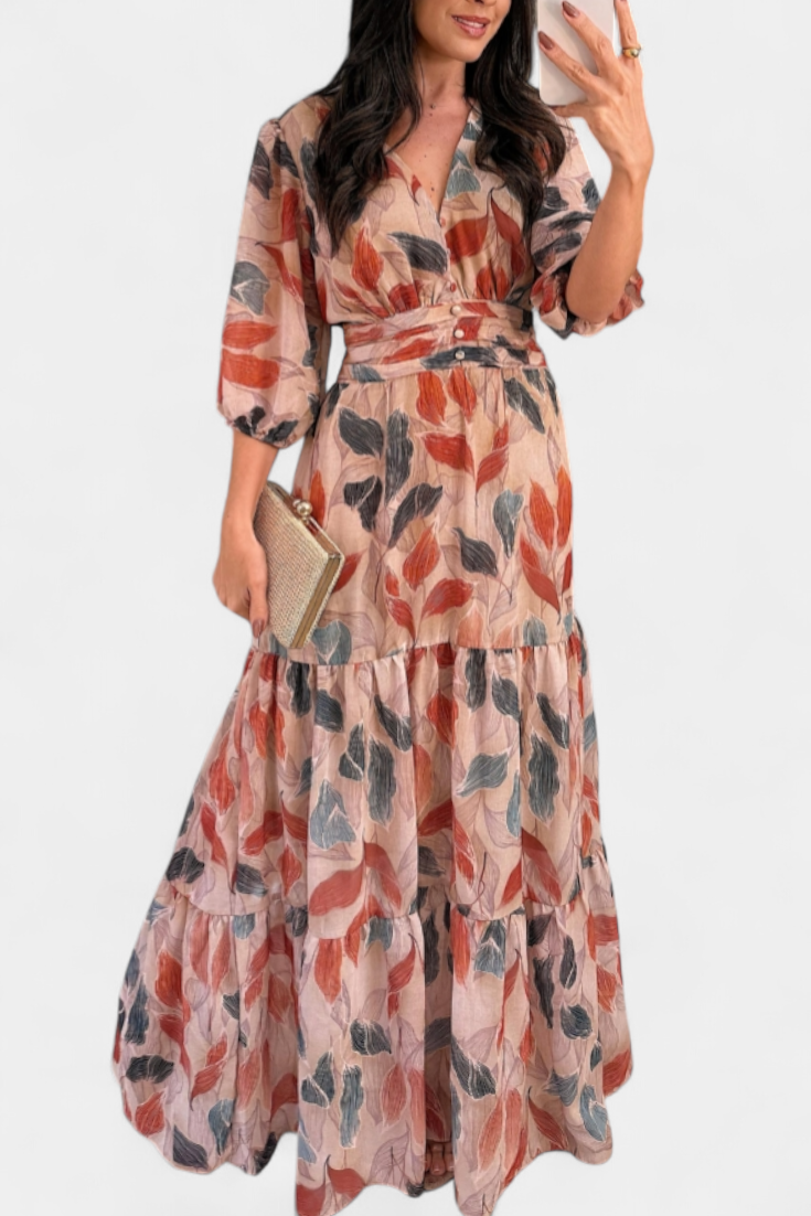 Aísha Long Dress with Floral Pattern and Flowing Cut