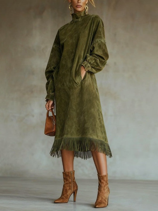 Aurora | Robe en Suède avec Franges