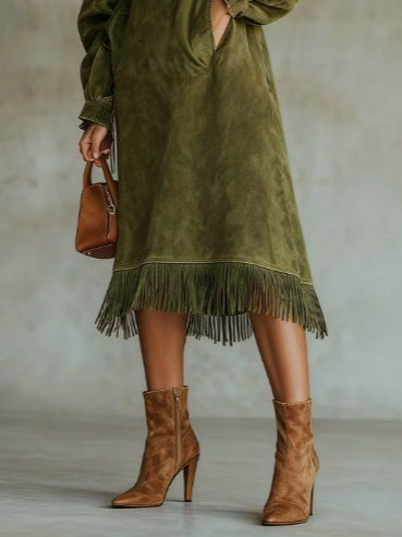 Aurora | Robe en Suède avec Franges
