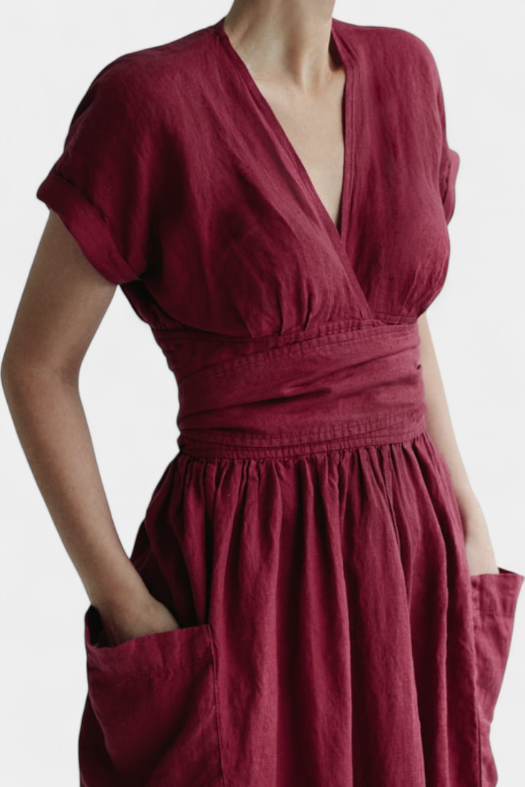 Cressida | Robe Exclusive avec Décolleté en V et Taille Ajustable