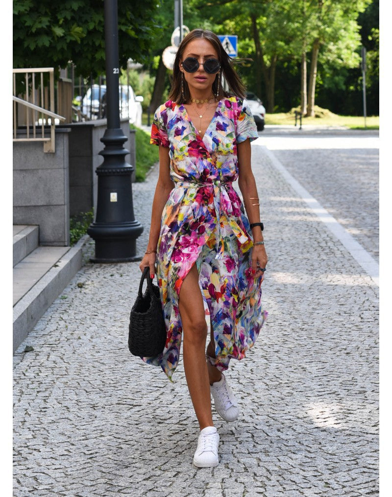 Tzahalit™ | Robe florale élégante à décolleté en V