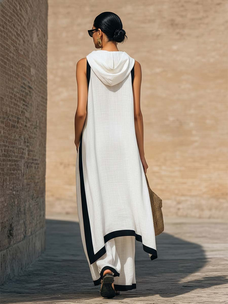 Ensemble élégant en lin et coton à coupe artistique