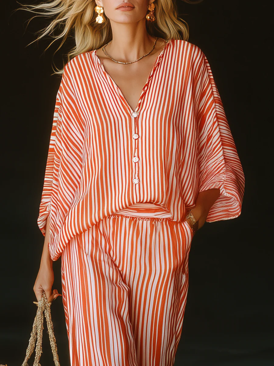 Chemise classique décontractée et pantalon large en deux pièces