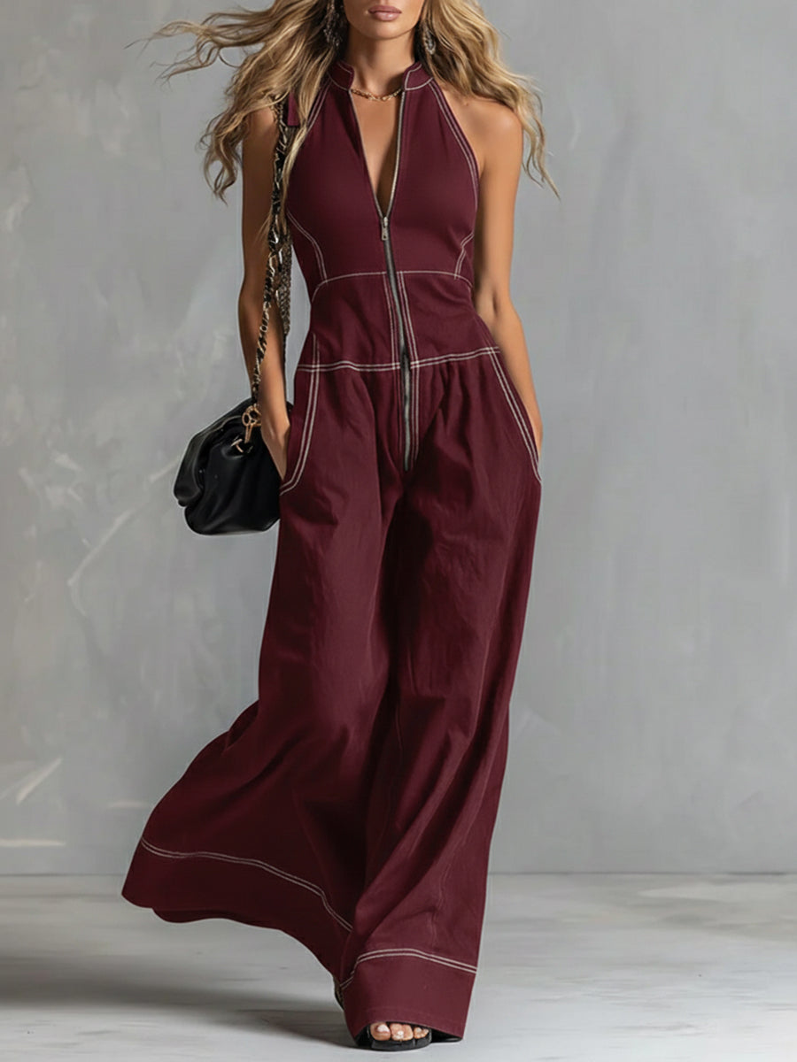 Combinaison en Coton à Zip Décontractée — L'Indispensable de Tous les Jours
