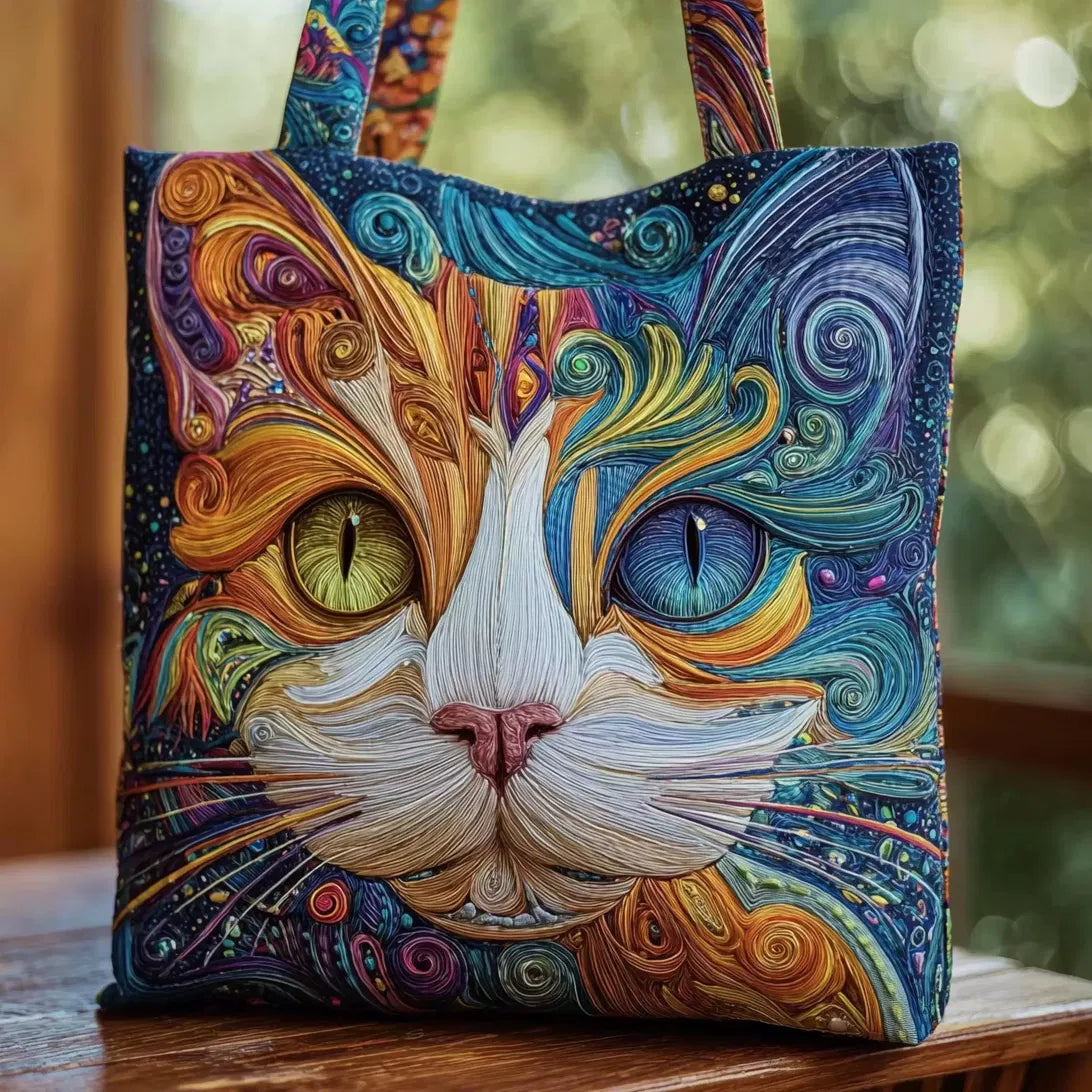 Sac Artisanal Matelassé - Chat aux Tourbillons