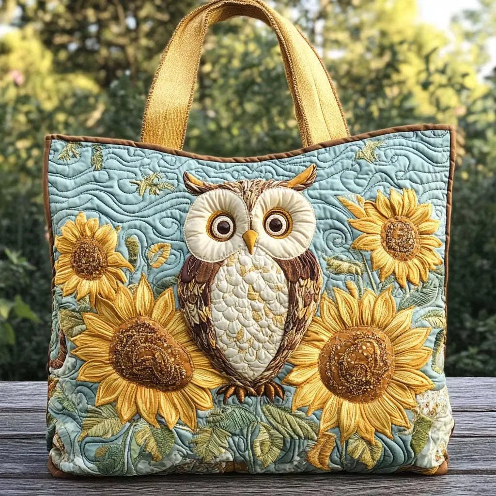 Sac Artisanal Matelassé - Chouette aux Tournesols