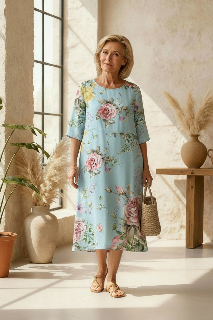 Giorgia – Boho Floral Dress at Sunset
